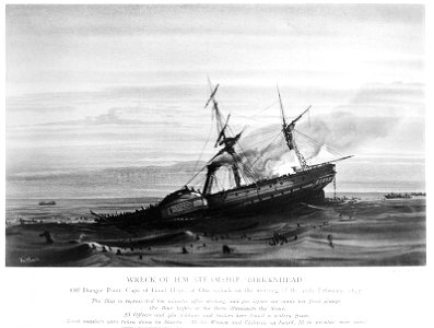 Wreck of H.M. Steamship 'Birkenhead', 26 February 1852 RMG 2126. Free illustration for personal and commercial use.