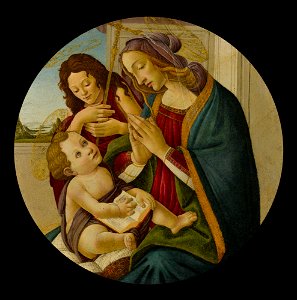 Workshop of Botticelli - THE MADONNA AND CHILD WITH THE YOUNG SAINT JOHN THE BAPTIST, lot.123. Free illustration for personal and commercial use.