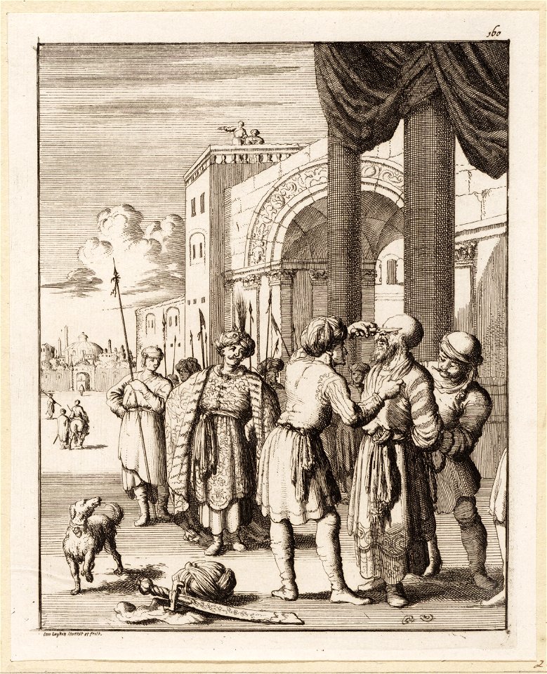 Wreedheid van shah Sefi, die een jongeman zijn vaders oren en neus laat afsnijden, objectnr A 19648