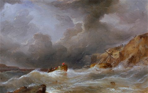 Wreck of a ship off a rocky coast RMG BHC2369