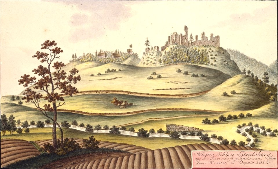 Wüstes Schloss Landsberg auf der Herrschaft Landscron, Chrudim. Kreises. J. Venuto 1812