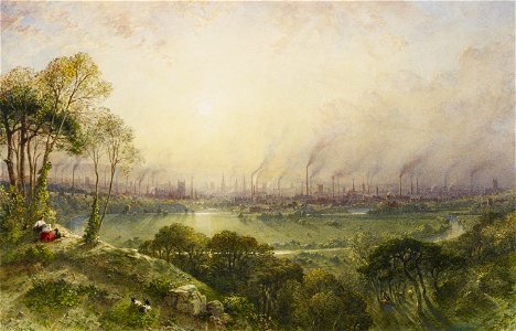 Wyld, William - Manchester from Kersal Moor, with rustic figures and goats - Google Art Project