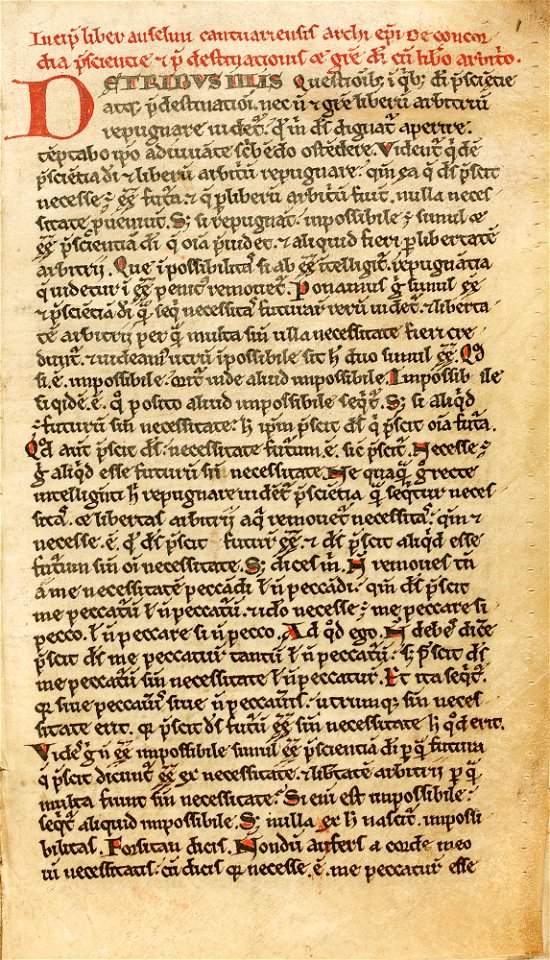 XII c. French manuscript of Anselm's 'De Concordia' (2)