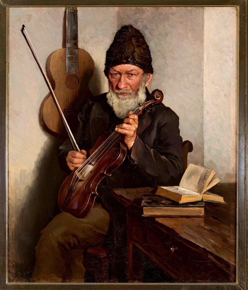 Władysław Ciesielski - Old man with a fiddle - MP 1281 MNW - National Museum in Warsaw