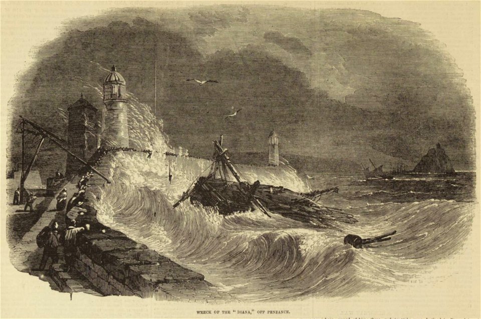 Wreck of the 'Diana,' off Penzance - ILN 1855