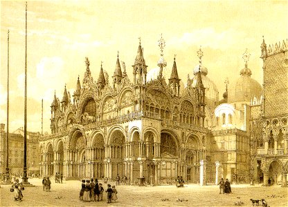 XIX century print, Piazza San Marco, Venezia. Free illustration for personal and commercial use.