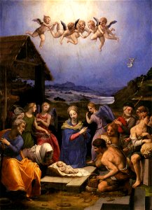 Worship of the shepherds by bronzino. Free illustration for personal and commercial use.