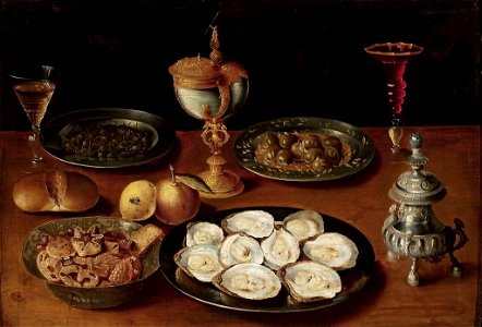 Beert Still-life with oysters. Free illustration for personal and commercial use.
