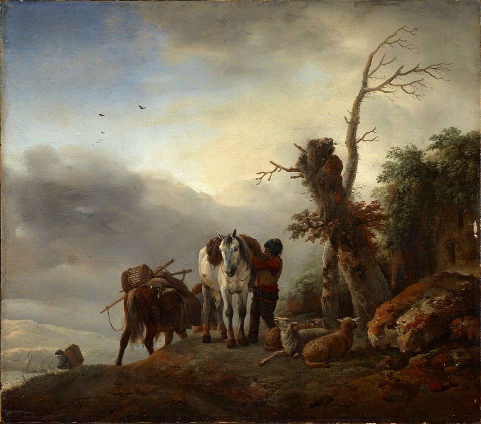 Philips Wouwerman - Landscape with Packhorses (1660)