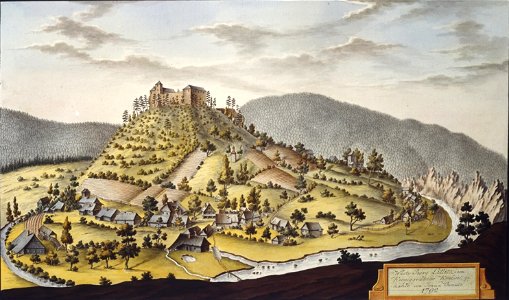 Wüste Burg Littitz im Koeniggraetzer Kreise, gemahlt von Joann Venuto 1792