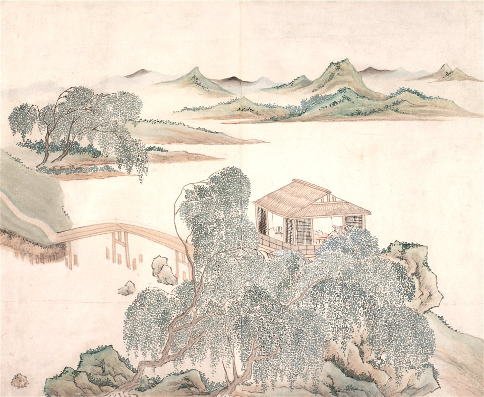 Zhou Lian - Pavilion by Willows and Bridge - 81.227 - Indianapolis Museum of Art