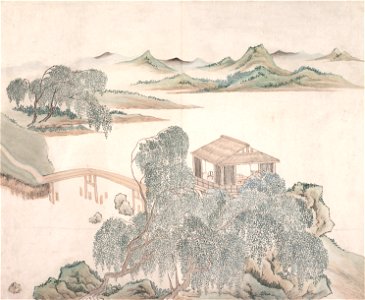 Zhou Lian - Pavilion by Willows and Bridge - 81.227 - Indianapolis Museum of Art