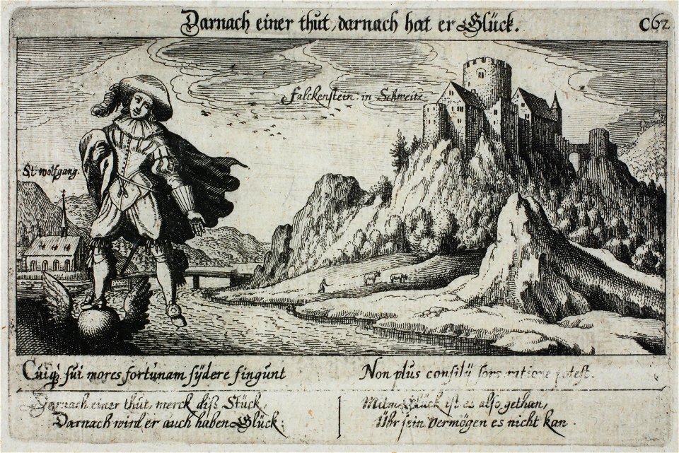 Zentralbibliothek Solothurn - Oberhalb des Bildes Darnach einer thut darnach hat er Glück unterhalb des Bildes Cuig sui mores fortunam sÿdere fingunt Non plus consilÿ sors ratione potest links Darnach einer thut merck - a0182