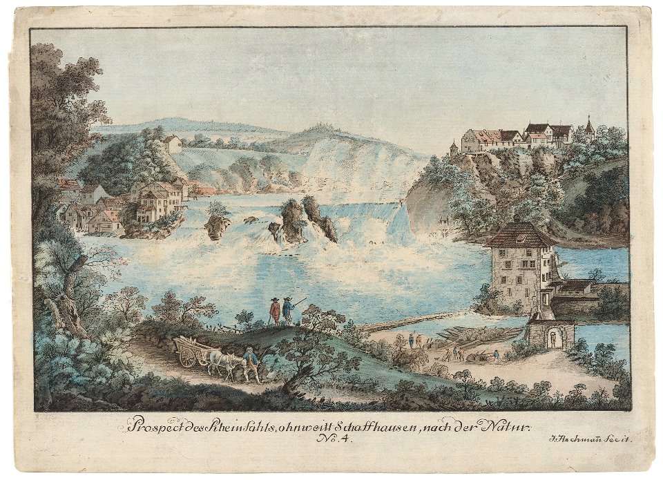 Zentralbibliothek Zürich - Prospect des Rheinfahls ohnweitt Schaffhausen nach der Natur No 4 - 000009518