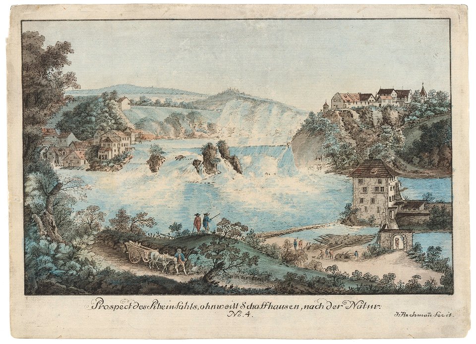 Zentralbibliothek Zürich - Prospect des Rheinfahls ohnweitt Schaffhausen nach der Natur No 4 - 000009518