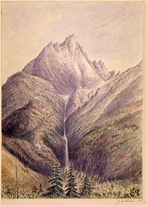 Cascade of Mount Kirby from Kishnehn Pass four miles above camp. peak bears E. 10. S - NARA - 305536
