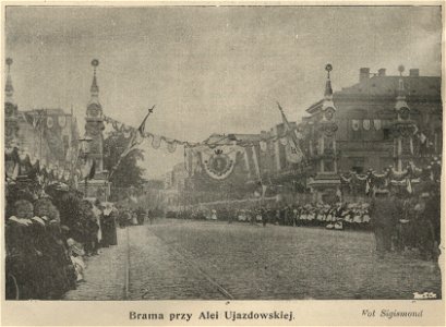 Brama przy Al. Ujazdowskiej wizyta cara Mikołaja II i carycy Aleksandry w Warszawie (61553)