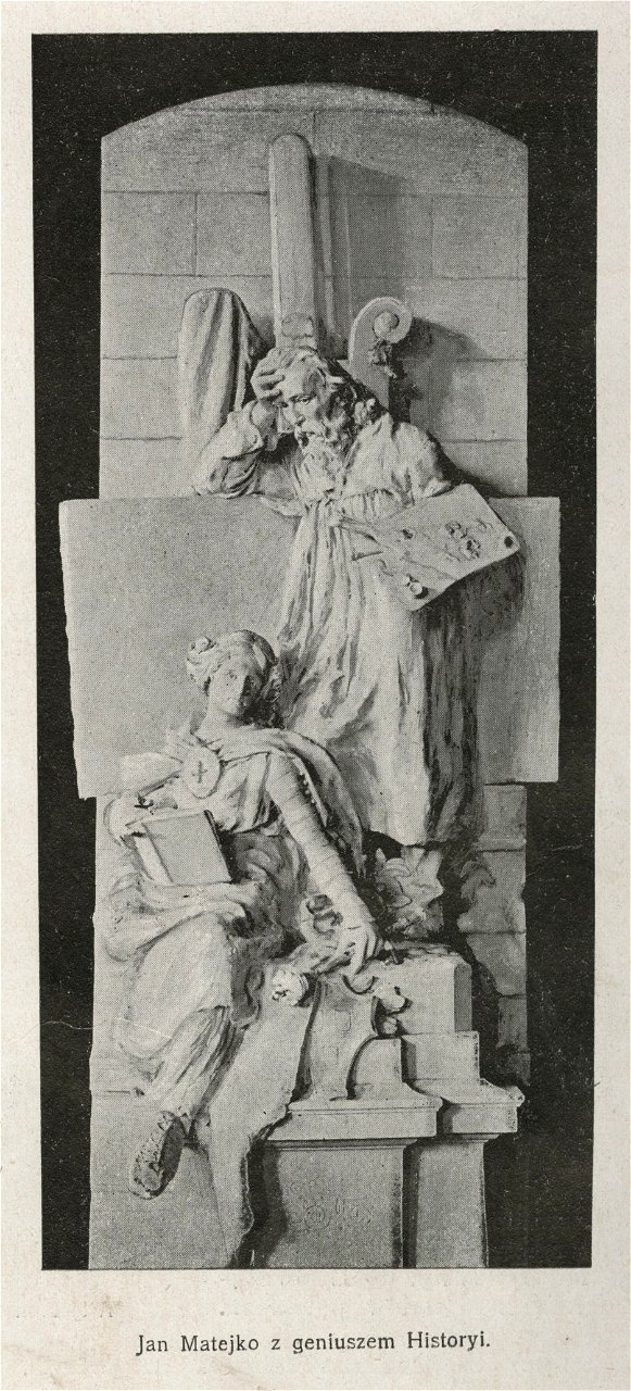 Budynek Zachęty Rzeźby na frontowej ścianie pałacu Jan Matejko z geniuszem Historii (54171)