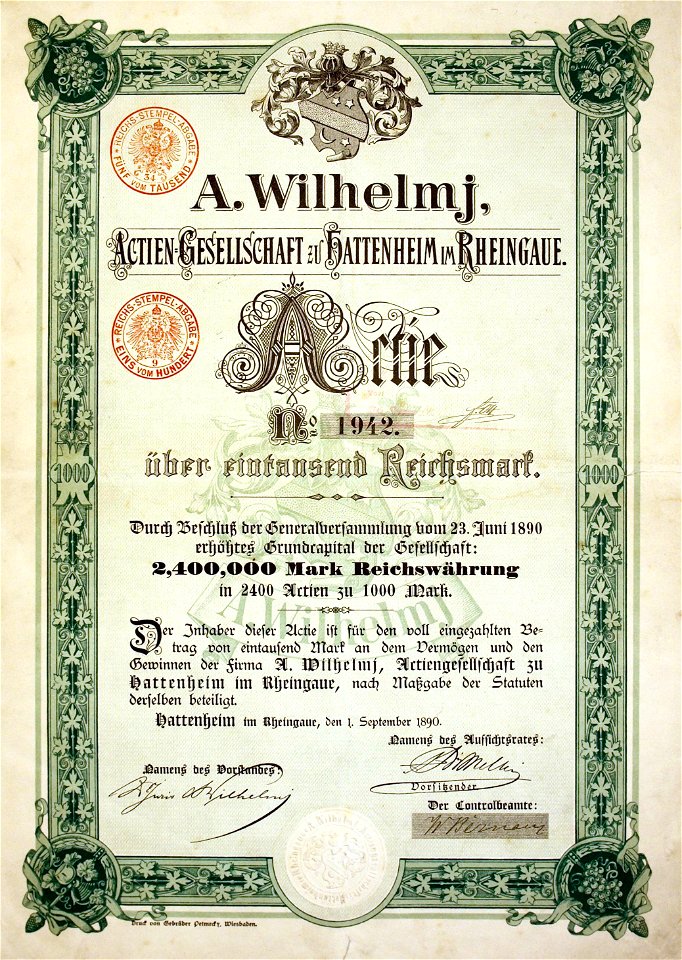 A. Wilhelmj AG 1890