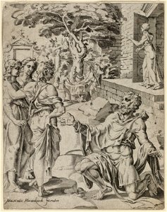 Abraham en de drie Engelen (Genesis 182-10). NL-HlmNHA 1477 53008568