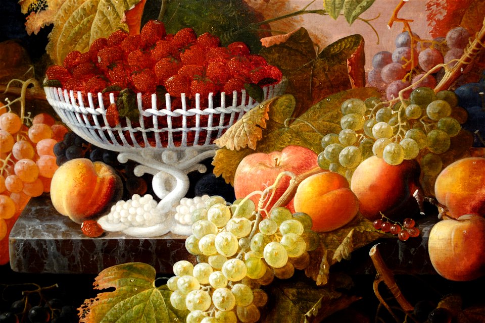 Abundance of Fruit by Severin Roesen, detail, 1860, oil on canvas - New Britain Museum of American Art - DSC09432