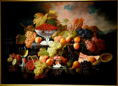Abundance of Fruit by Severin Roesen, 1860, oil on canvas - New Britain Museum of American Art - DSC09427