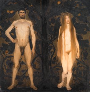 Adam and Eve by Harald Slott-Moller - Statens Museum for Kunst - DSC08287. Free illustration for personal and commercial use.