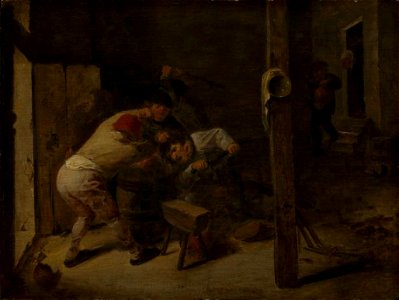 Adriaen Brouwer - Brawl between peasants. Free illustration for personal and commercial use.