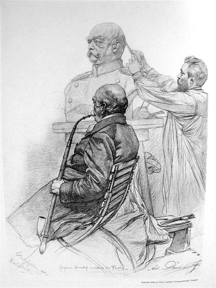 Adolf Donndorf modelliert Bismarck