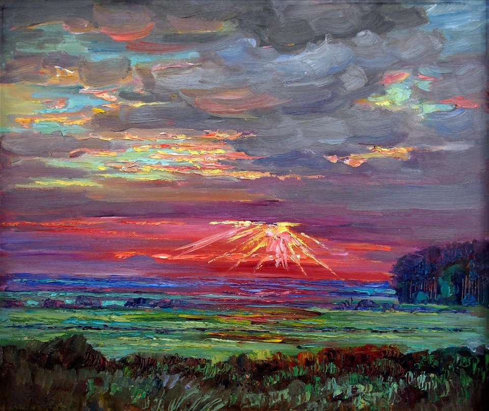 Albert König Sonnenuntergang ü flacher Landschaft 01