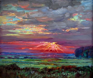 Albert König Sonnenuntergang ü flacher Landschaft 01