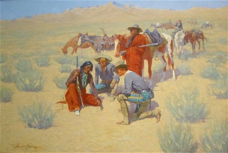 'A Map in the Sand' by Frederic Remington, Cincinnati Art Museum. Free illustration for personal and commercial use.