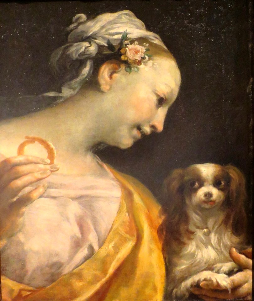 'A Lady with a Dog' by Giuseppe Maria Crespi, c. 1690-1700