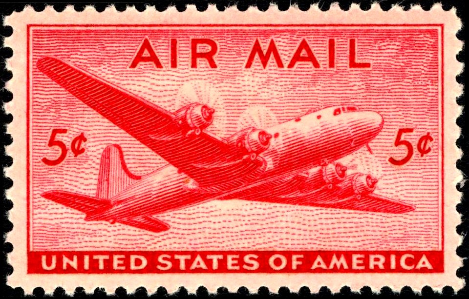 Airmail 5c 1946 issue - Traditional visual art under Public domain license