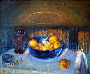 Albert König Stillleben mit Früchten in blauer Schale 00