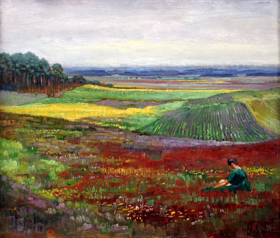 Albert König Weite Landschaft m sitzender Frau 01