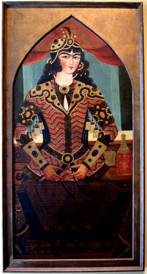'Female Musician', anonymous painting from Iran, c. 1825, oil on canvas, Honolulu Academy of Arts