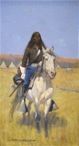 'Mounted Indian Scout' by Frederic Remington, Cincinnati Art Museum. Free illustration for personal and commercial use.