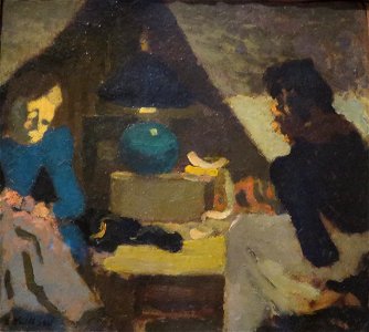 'Dressmakers under the Lamp' by Édouard Vuillard, Norton Simon Museum. Free illustration for personal and commercial use.