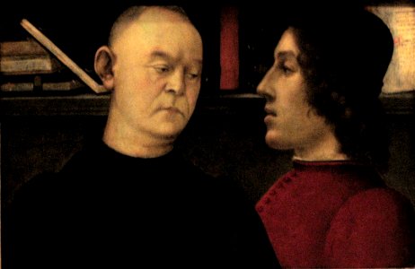 'Double portrait of Piero del Pugliese and Filippino Lippi', painting by Filippino Lippi, c. 1486, Denver Art Museum. Free illustration for personal and commercial use.