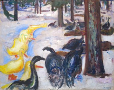 'Ducks and Turkeys' by Edvard Munch, 1913. Free illustration for personal and commercial use.