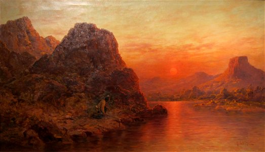 'Indian Hunter at Sunset' by Henry Raschen, c. 1885