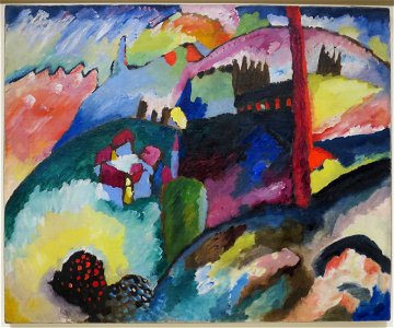 'Landscape with Factory Chimney' by Vasily Kandinsky, Solomon R. Guggenheim Museum. Free illustration for personal and commercial use.