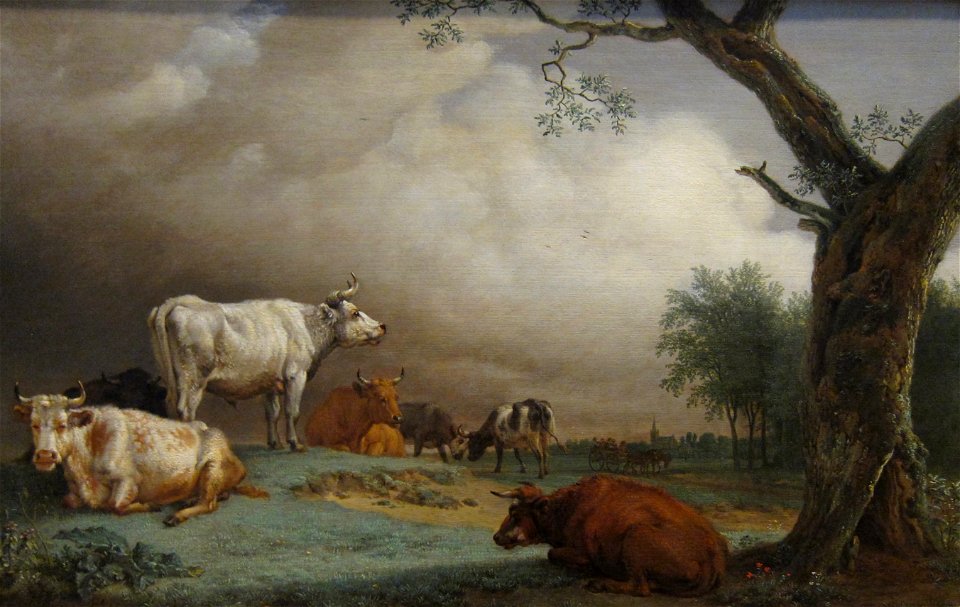 'Cattle in a Meadow' by Paulus Potter, 1652, oil on wood