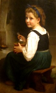 'Girl Eating Porridge' by William Adolphe Bouguereau, Cincinnati Art Museum. Free illustration for personal and commercial use.