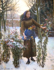 'Last Flowers' by Jules Breton, Cincinnati Art Museum. Free illustration for personal and commercial use.