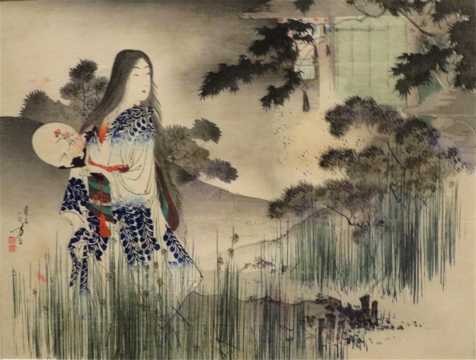 'Lady in Wisteria Kimono' by Mizuno Toshikata, c. 1900, Honolulu Museum of Art, 27488