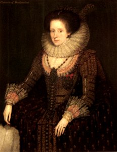 'Margaret Hay, Countess of Dunfermline', oil on canvas painting by Marcus Gheeraerts the Younger, Dunedin Public Art Gallery. Free illustration for personal and commercial use.