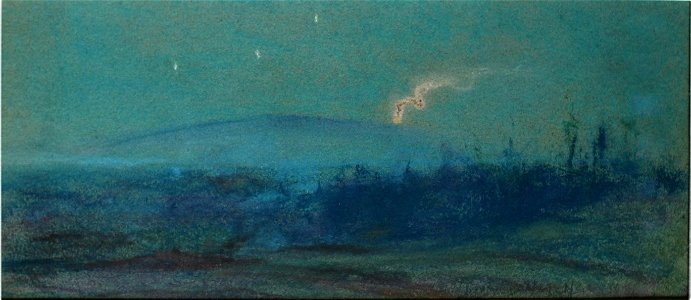 'Kilauea Eruption by Night' by D. Howard Hitchcock, pastel and gouache