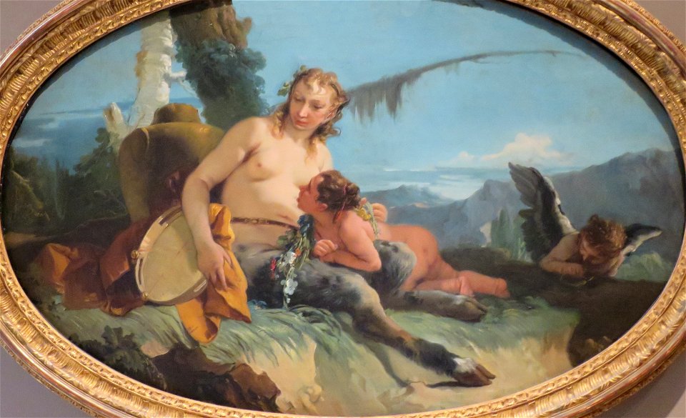 'Satyress with 2 Putti and a Tambourine' by Giovanni Battista Tiepolo, Norton Simon